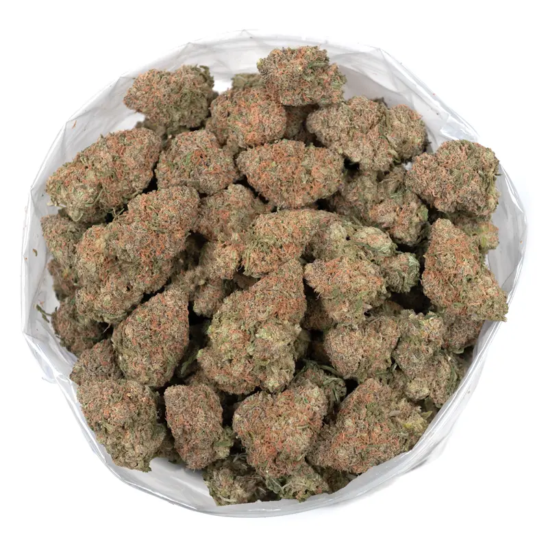 Cherry Punch strain indica or sativa cannabis flower with purple buds and frosty trichomes